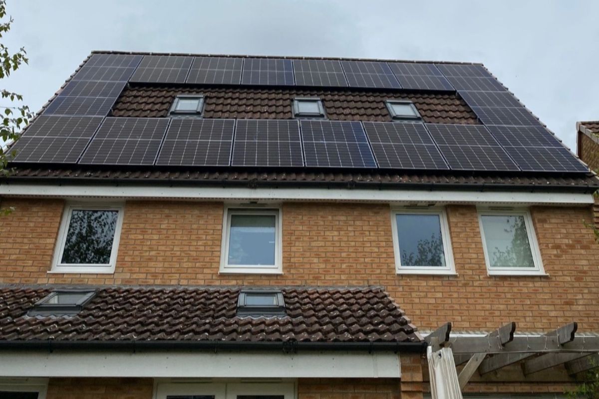 Solar panels installed on a roof of a house